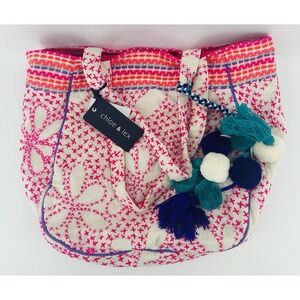 Chloe & Lex Colorful Vibrant Embroidered Handle Bag Purse Boho NWT